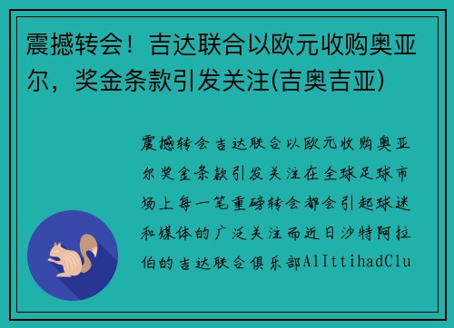 震撼转会！吉达联合以欧元收购奥亚尔，奖金条款引发关注(吉奥吉亚)